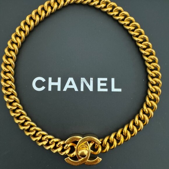CHANEL Jewelry - Chanel Turnlock Necklace 24K Gold Plated 1997